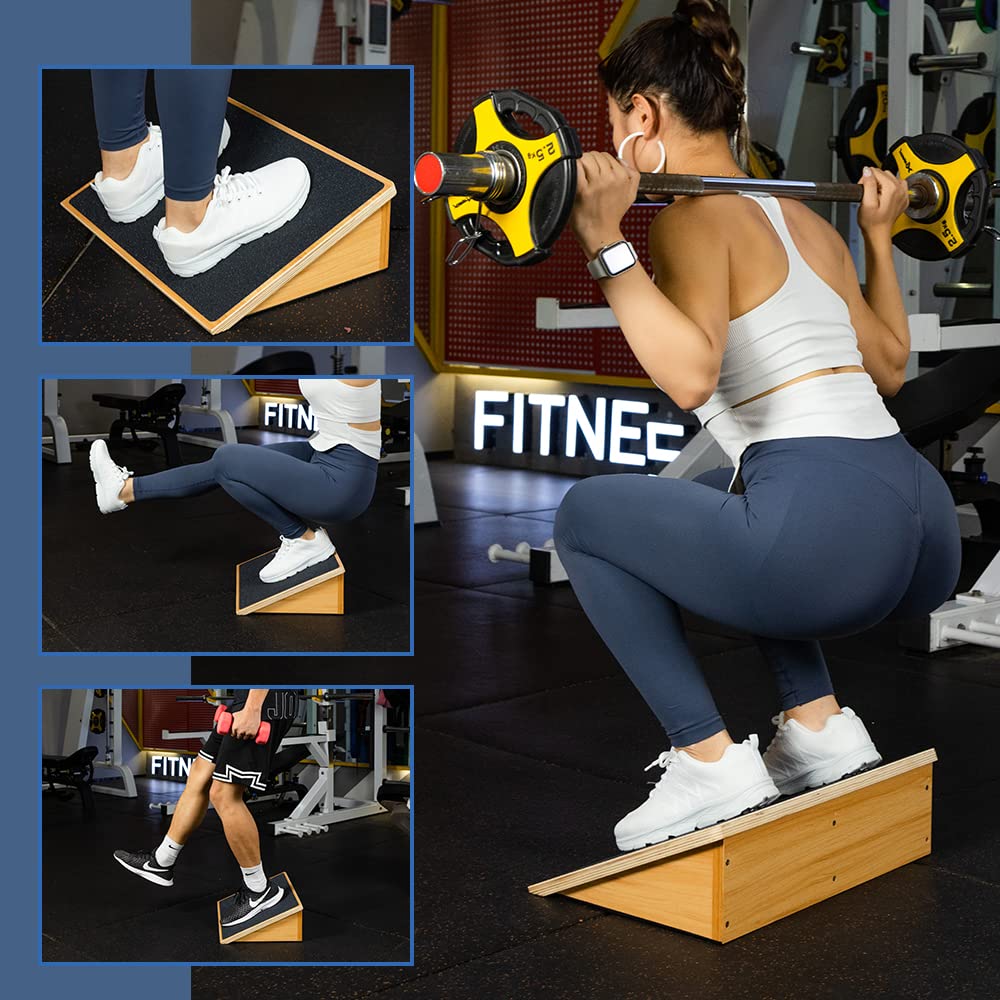 StrongTek Slant Board for Squats & Knee Training, Heavy-Duty Incline Board with Non-Slip Surface, Fixed 25° Wooden Stretch Board, 1000 Lbs Capacity