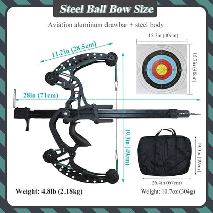 Runzkzy Ball Bearing Bow, Compound Bow Set That Shoots Steel Balls, Right Handed Hunting Bows for Adults, Composite Pulley Bow with Continuous Shooting