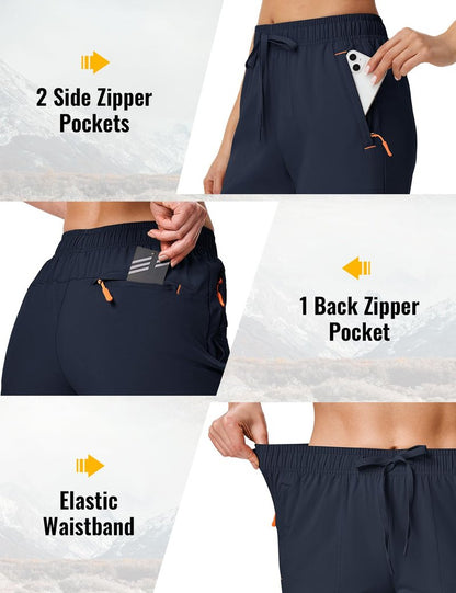 Rdruko Women's Hiking Shorts 8" Quick Dry Lightweight Water Resistant Outdoor Travel Shorts with Pockets, Navy Blue, L