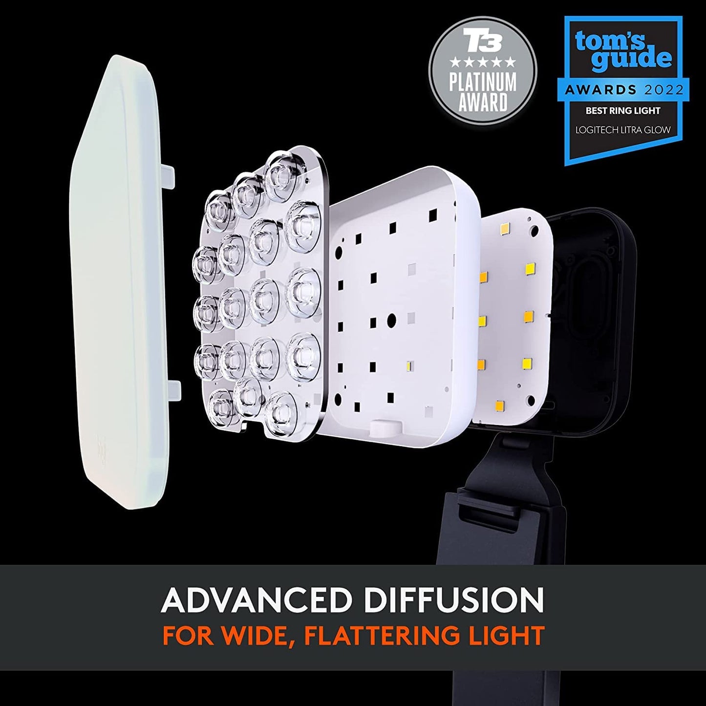 Logitech for Creators Litra Glow Premium LED Streaming Light with TrueSoft, adjustable mount, video lighting for recording streams, PC/Mac - Graphite