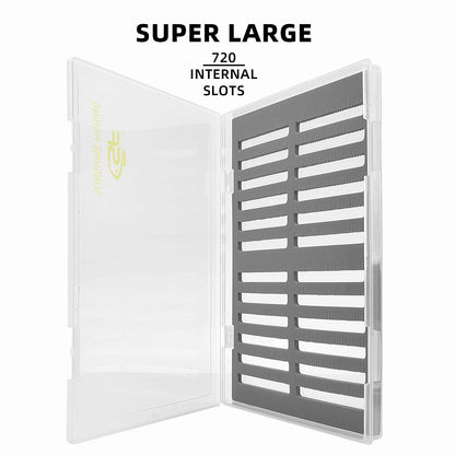 SF Collection Fly Boxes Clear Fly Fishing Box Extra Large Capacity Fishing Competition Hook Tackle Ice Fishing Jig Head Boxes, Slit Foam 2 Pack Size A4