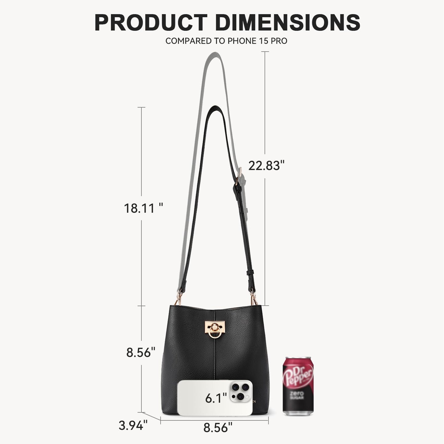 BOSTANTEN Crossbody Bucket Shoulder Bags for Women Vegan Leather Purse Cross Body Handbag Multiple Pockets Black