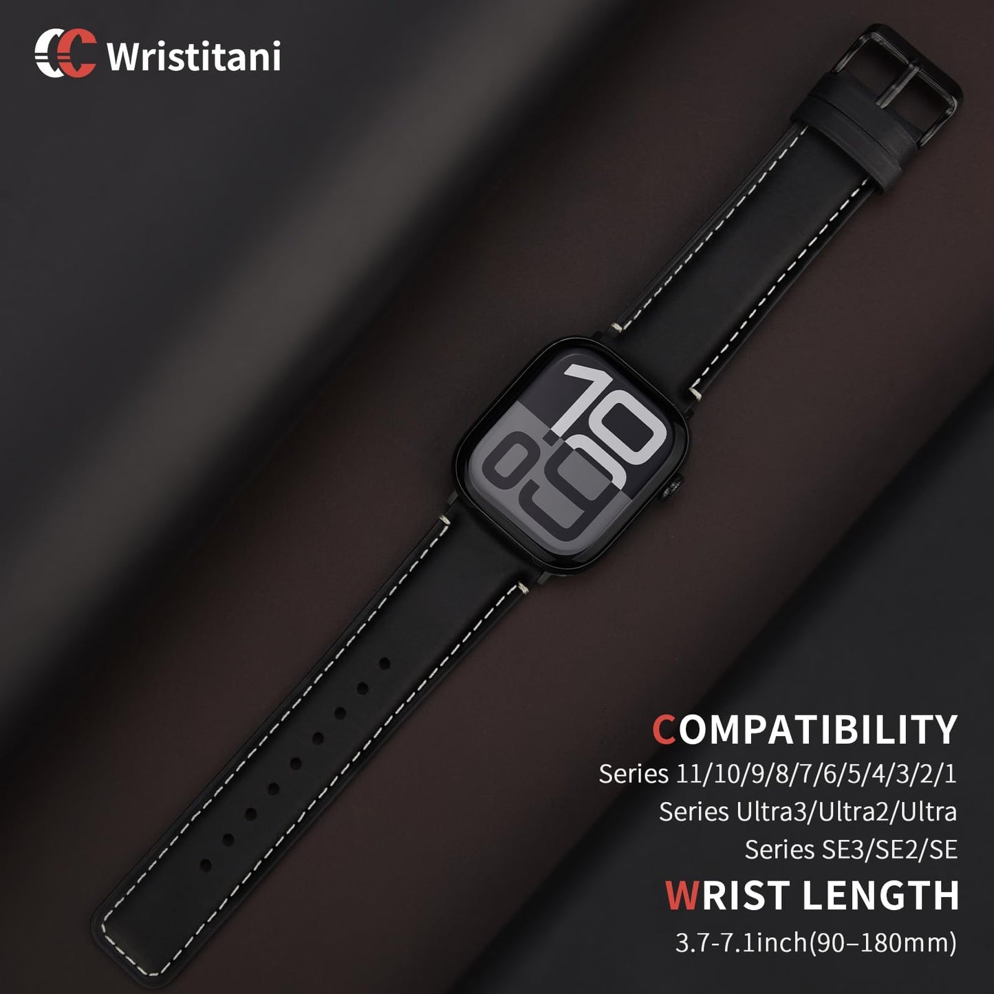 Wristitani 3 Pack Leather Bands Compatible With Apple Watch Bands 44mm 45mm 46mm 49mm 40mm 41mm 42mm for Men,Genuine Leather Replacement Straps for iWatch Ultra3/2/1 SE3/2/1 Series 11/10/9/8/7/6/5/4