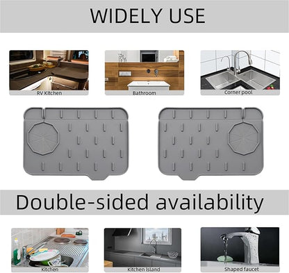 2-Pack Bytelive Silicone Sink Mat, Mini Sink Splash Guard and Soap Sponge Holder