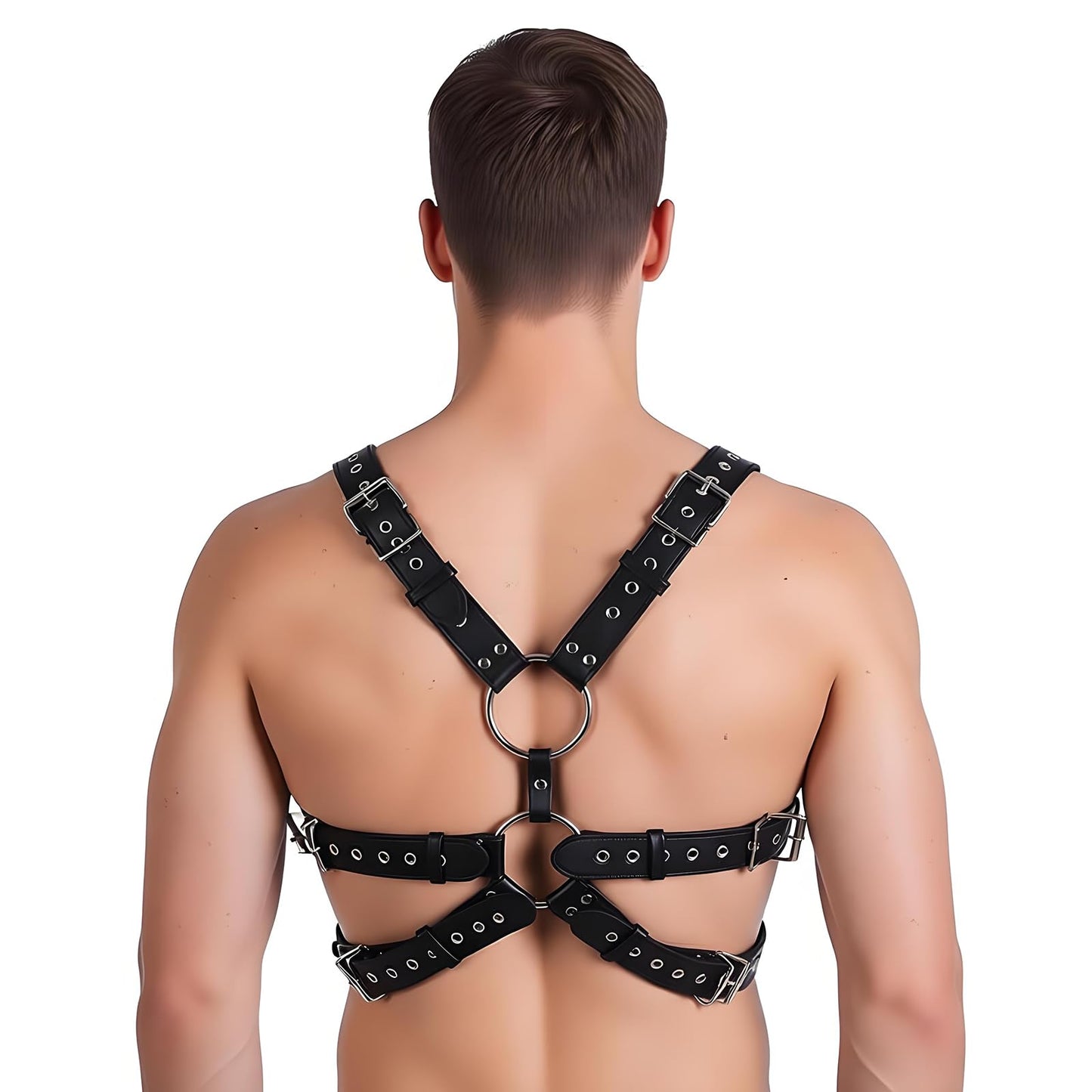 TARZNGGLOP Men's Harness Belt, Nightwear Costume PU Leather Body Chest for Men, Sexy Punk Body Harness Belt, Adjustable Buckle Clothes Outfits, Nightclub Cosplay Clubwear