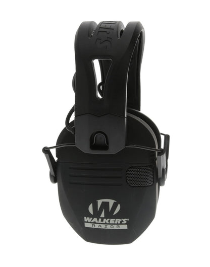 WALKER'S Razor Tacti-Grip Slim Electronic Muff - 23dB NRR Compact Collapsible Non-Slip Headband Hunting Shooting Hearing Protection Earmuffs w/ 2 AAA Batteries, Black