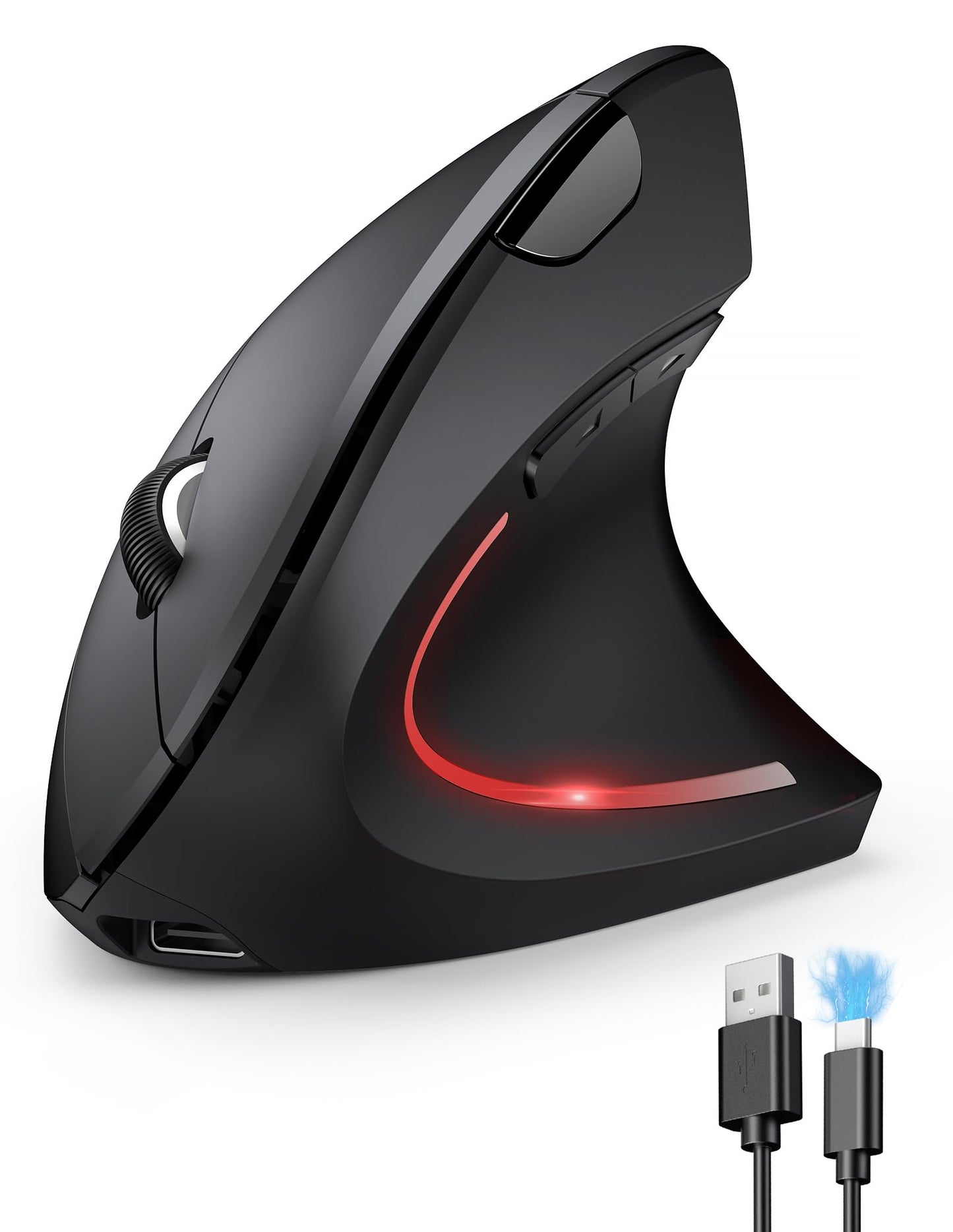 TECKNET Ergonomic Mouse, Rechargeable Vertical Ergo Mouse Wireless 800-4800 Levels 5 Adjustable DPI, Silent 2.4GHz Optical Carpal Tunnel Mouse for Right Hand, USB Wireless Mice for Laptop, PC