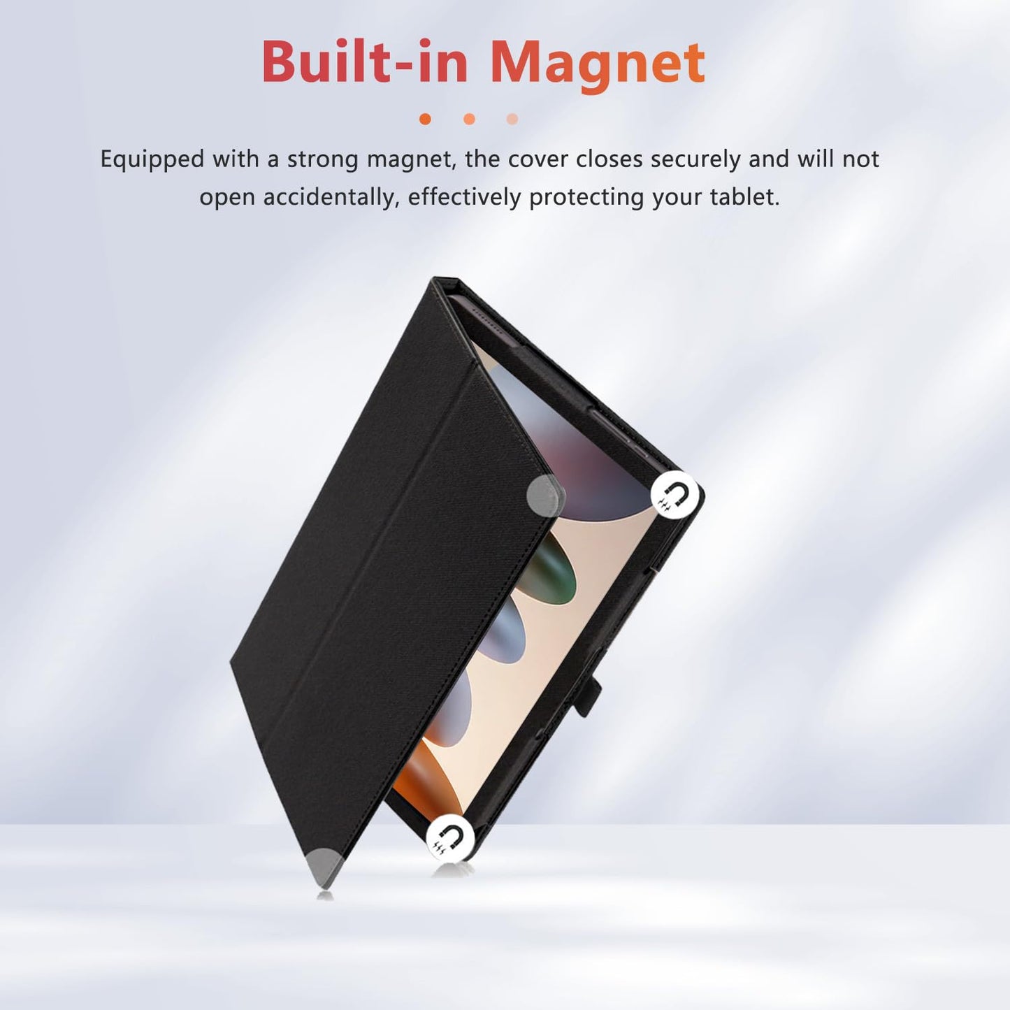 Case Cover for Blackview LIKN 2, KONXISA Tablet Case with Magnetic Adsorption, PU Leather Folding Protective Cover with Pen Holder, Protection Tablet Sleeve, Black