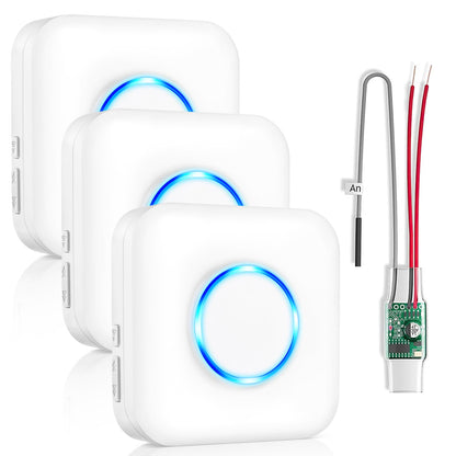Satisure Wireless Doorbell Extender with Receiver Connects to Existing Hardwired Doorbell into Wireless Door Bell with 656 FT Range, 58 Chimes and 5 Volume Levels Door Chime for Home/Garage/Basement