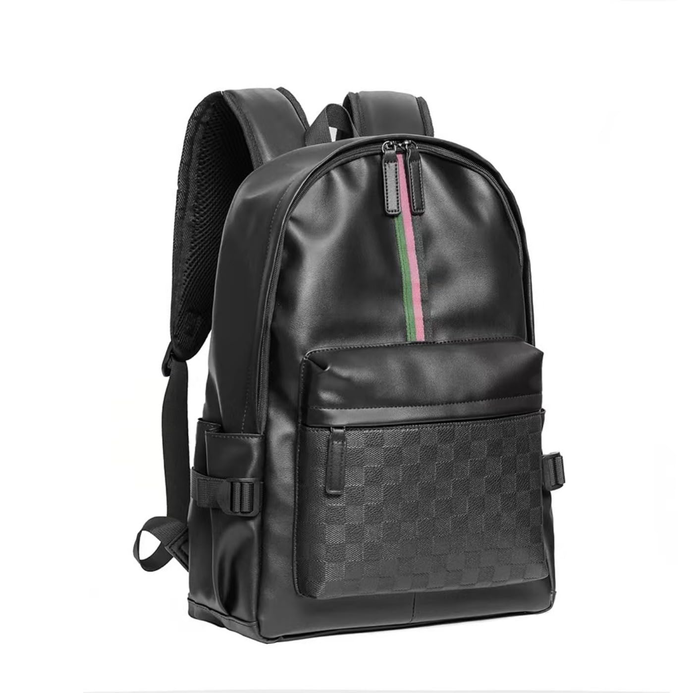 WDEKDAI Leather Backpack School College Bookbag Leisure Business Travel Hiking Rucksack,Suitable for 15.6-inch laptop pack (2)