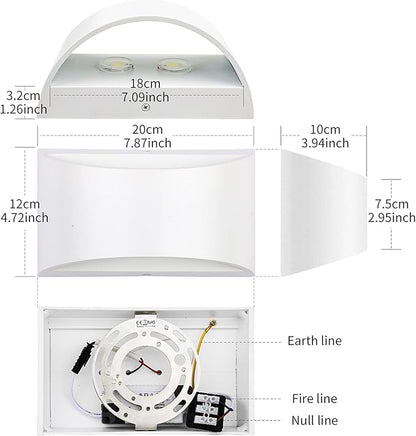 Lightess Modern LED Wall Sconce Light Dimmable 12W Up Down Wall Light for Bedroom Living Room, Warm White