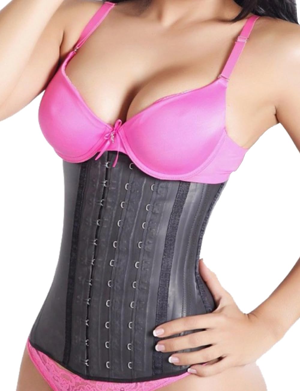 LadySlim by NuvoFit AUTHENTIC COLOMBIAN Premium Waist Trainer Cincher for Women LATEX Body Shaper Fajas Colombianas Reductoras Cinturilla Para Mujer Black M