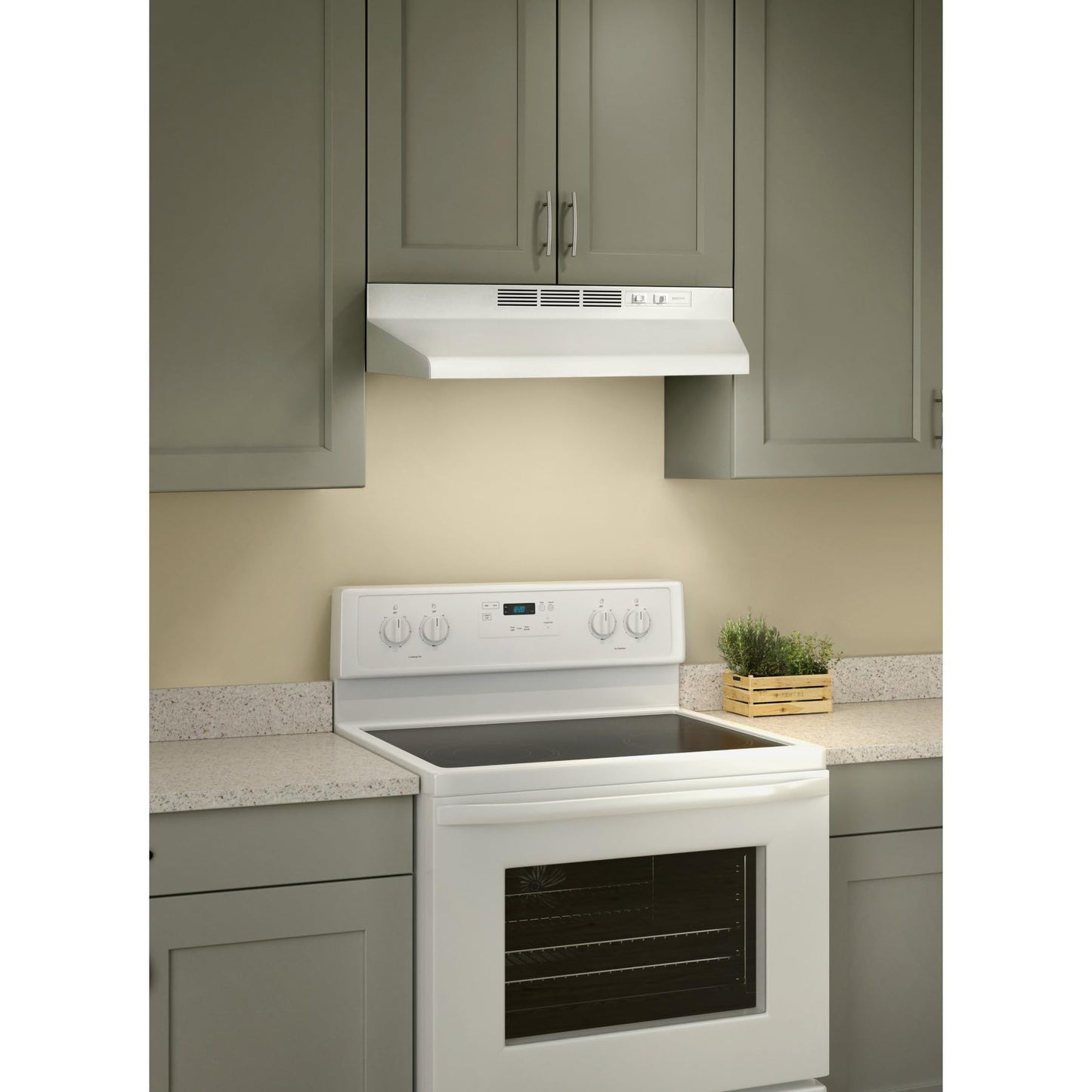 Broan-NuTone 413001 Non-Ducted Ductless Range Hood with Lights Exhaust Fan for Under Cabinet, 30-Inch, White
