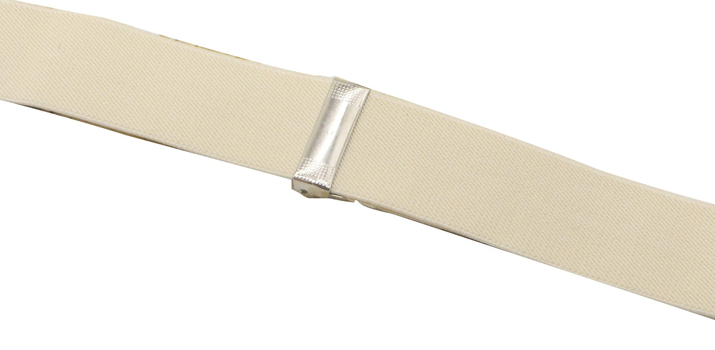 Cedrainy Suspenders for Men 3 Swivel Hooks 1.4 Inch Wide Adjustable Elastic Braces with Heavy Duty Belt Loops (Off-White)