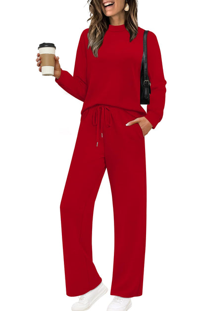Sampeel Two Piece Sets for Women Mock Neck Matching Sets Loungewear Fall Clothes Travel Outfits Fashion 2025 XS-2XL