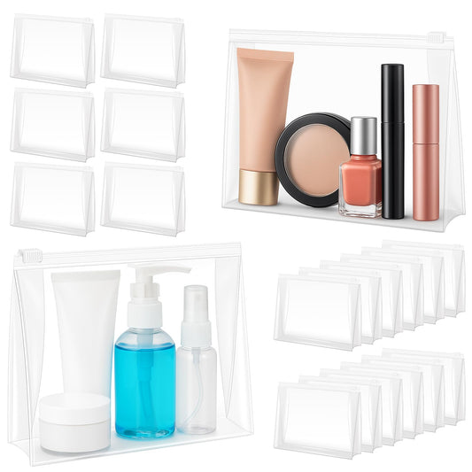 Circloophs Mini Clear Makeup Bag, 30 Pack Small Cosmetic Bags with Zipper TSA Approved Travel Bags Bulk for Toiletrie Plastic EVA Water-resistant Reusable Pouche for Bathing Suit Bikini, 6"x 5"x 1.5"