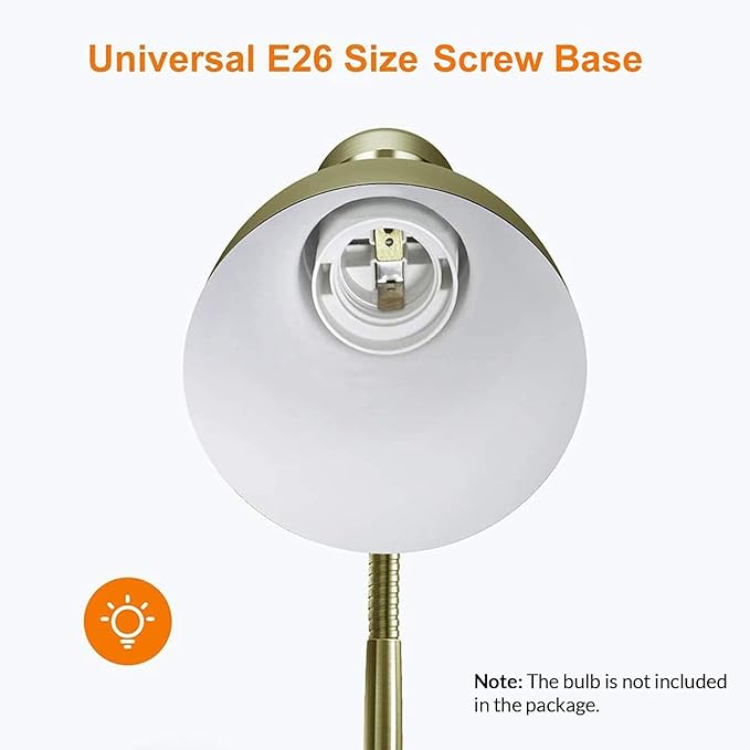 LEPOWER Metal Desk Lamp, Adjustable Goose Neck Table Lamp, Eye-Caring Study Desk Lamps for Bedroom, Study Room and Office (Bronze)