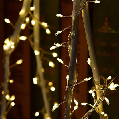 Plug in Firecracker Lights 20FT 200 LED Warm White Copper Wire Indoor Cluster Fairy Lights with Remote Timer for Bedroom, Living Room, Tree, Garden, Porch, Patio, Backyard, Christmas Tree