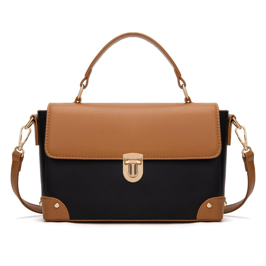 Milan Chiva Small Crossbody Purse for Women Elegant Top Handle Vintage Classy Handbags Designer Square Bags Color Block Shoulder Bag MC-589BK-BR