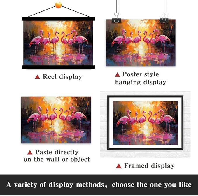 Yesad Flamingo Wall Art - Tropical Flamingo Canvas Prints for Living Room, Bedroom, Office - Animal Lover Gift - Unframed, 24'x16'