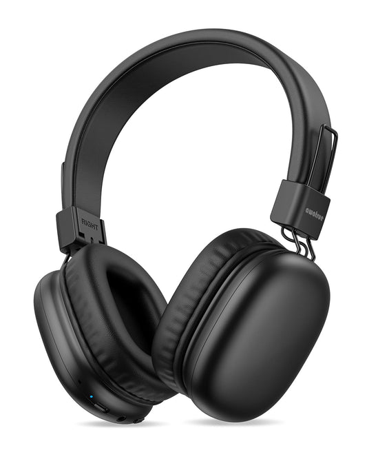 awatrue Kids Bluetooth Headphones, Over-Ear Wireless Headphones with Microphone, Safe-Volume 85dBA, Bluetooth 5.4, Foldable Lightweight and Comfortable, 50H Playtime, USB-C Charging, Black