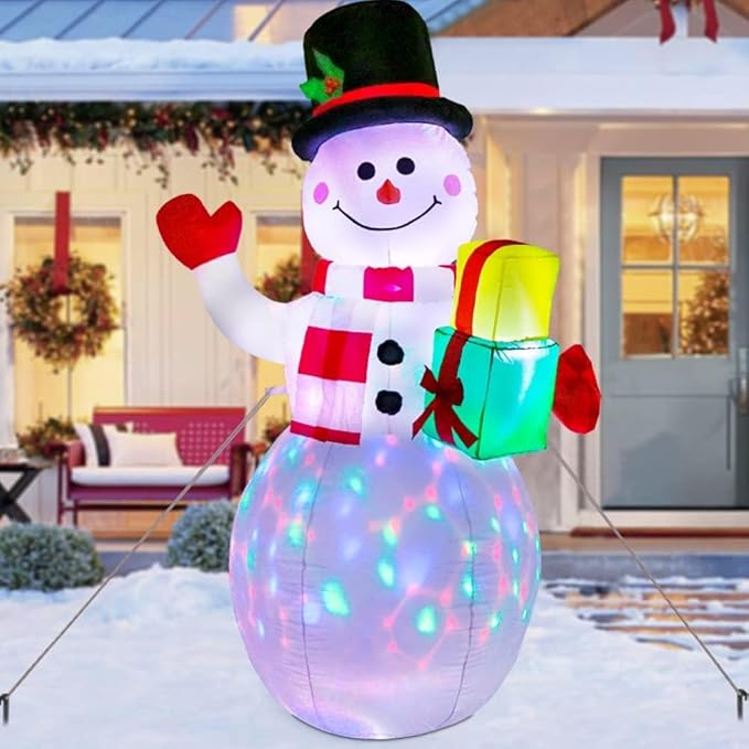 AerWo 5ft Christmas Inflatables Outdoor Decorations, Inflatable Snowman Christmas Blow Up Yard Decorations with Rotating LED Lights for Yard Garden Decorations Indoor Outdoor