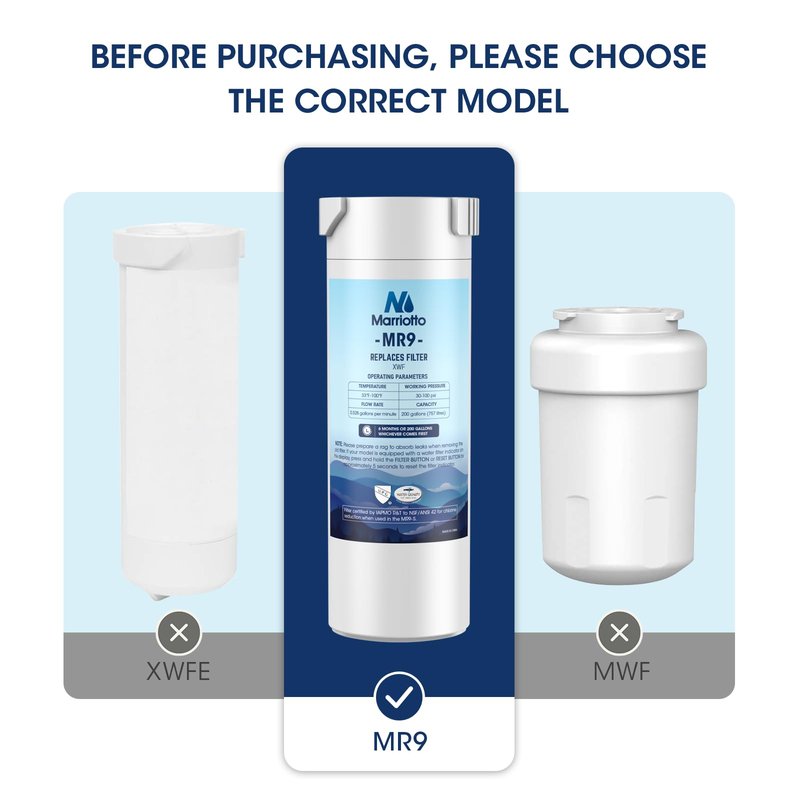 MARRIOTTO Genuine GE XWF Replacement Water Filter - Compatible with GE French-Door Refrigerators - 1 Pack (Not XWFE)