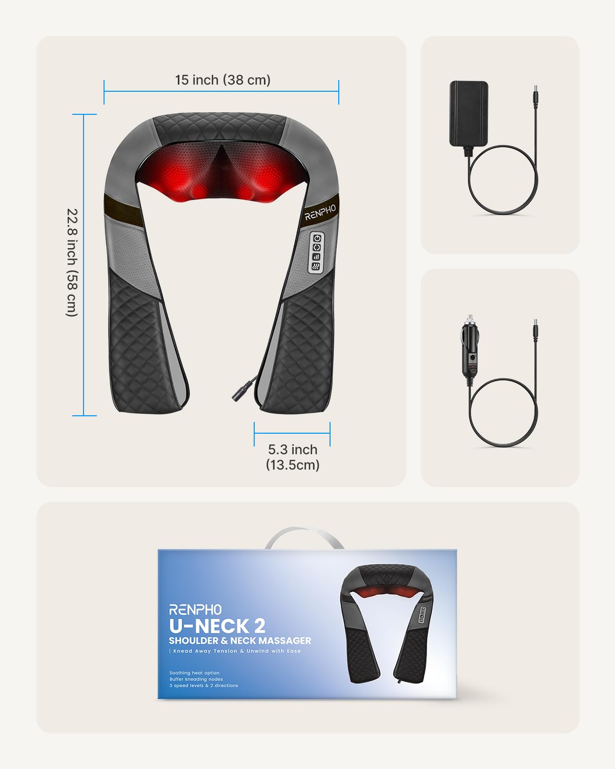 RENPHO Neck and Shoulder Massager with Heat [2025 Upgraded], Shiatsu Cervical and Back Massager, 3D Electric Deep Tissue Massage, True Relaxation for Neck and Shoulders, Birthday Gifts for Men