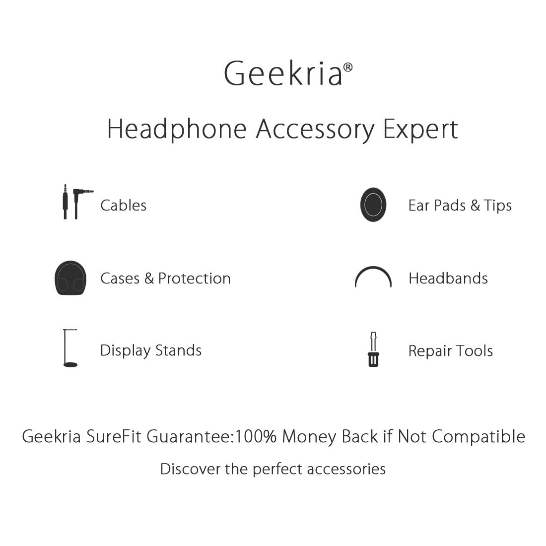 Geekria Protein Leather Headband Pad Compatible with Sennheiser PX100/ PX200/ PX80 Headphones, Replacement Band Repair Part (Black)