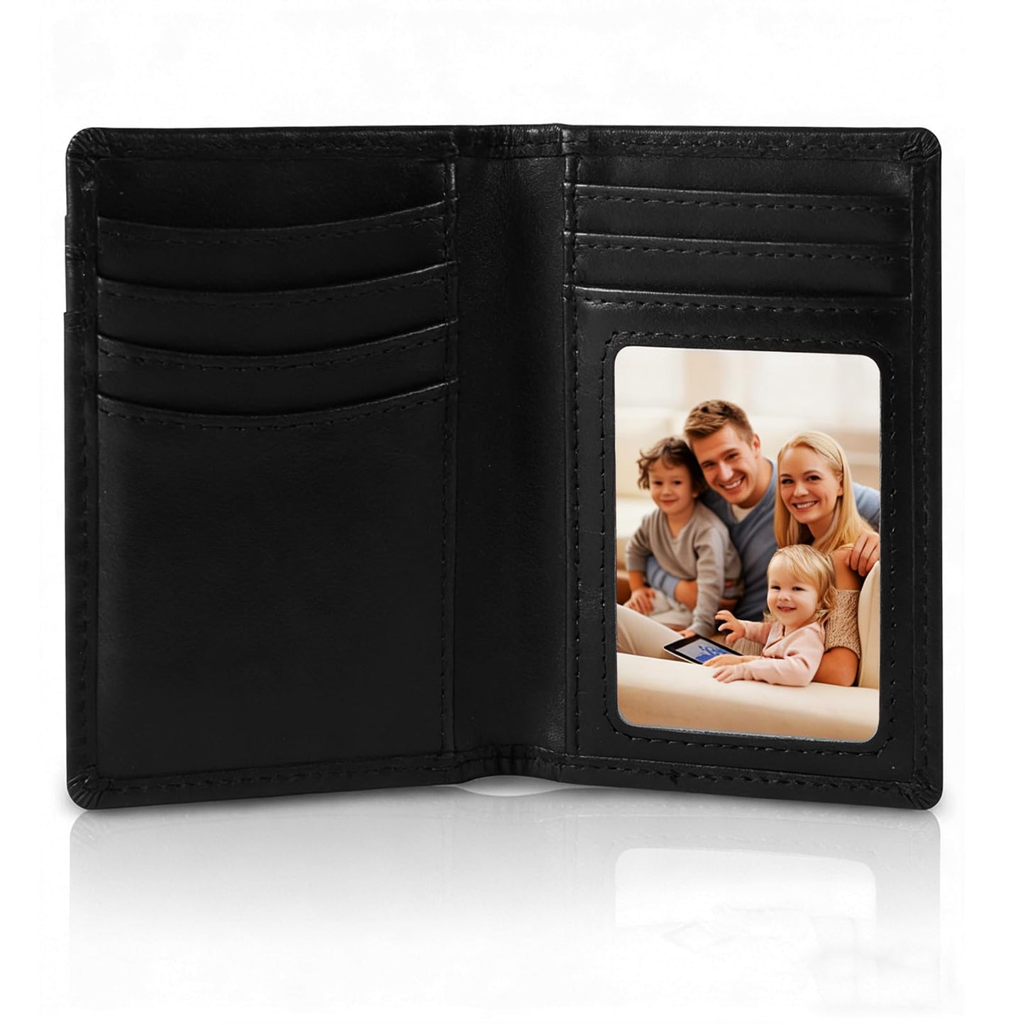 baotuiok Small Card Case Slim Mens Bifold Wallet，Thin Travel Minimalist Leather Wallet for Men， Credit Card Holder for Men(black)
