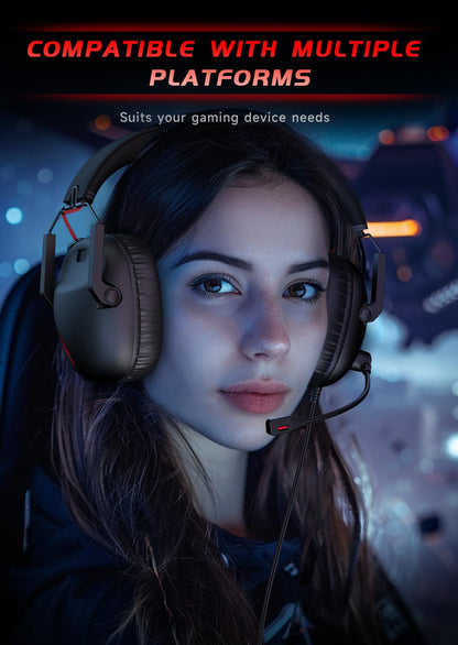 KAPEYDESI CM7007 Gaming Headset for Xbox Series X|S, Xbox, PS5, PS4, PC, Switch, Gaming Headphones with Noise Canceling Microphone, Folding Design, 50MM Dynamic Drivers, 3.5MM Audio Jack, Black Red