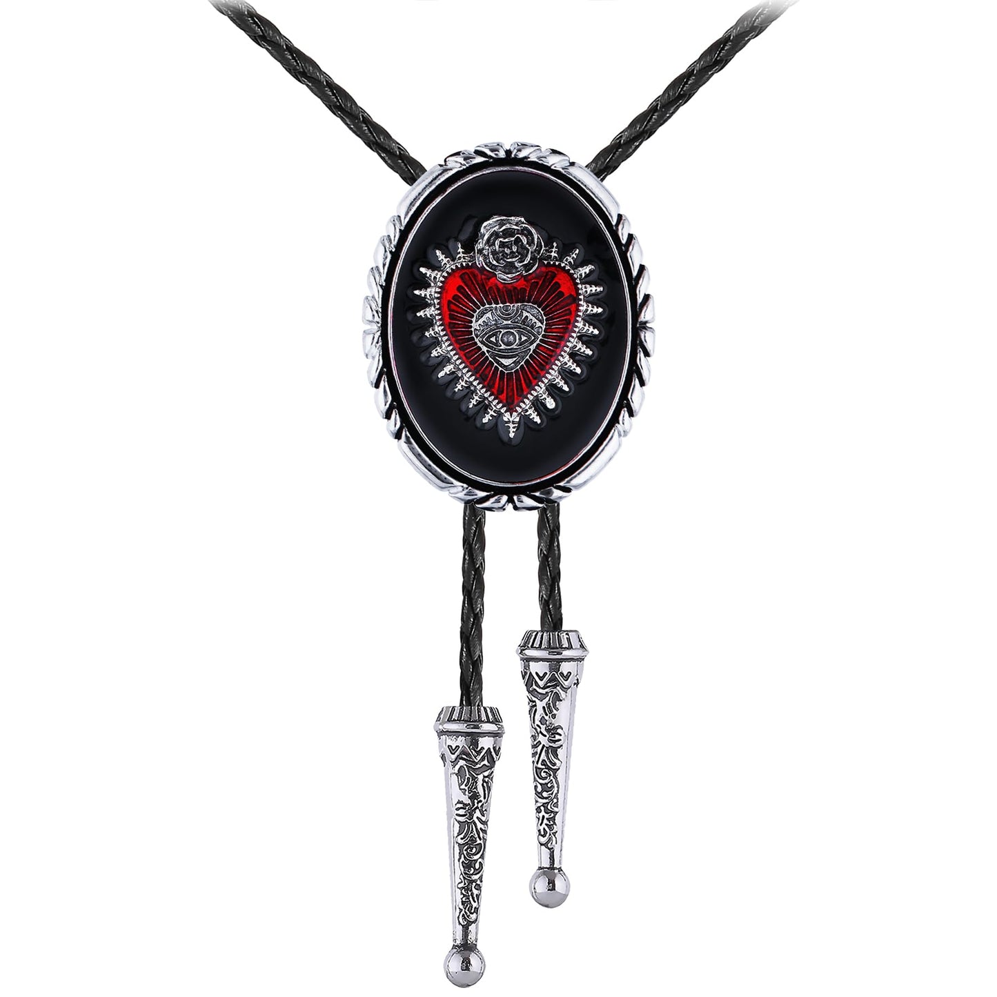 GelConnie Silver Bolo Tie for Men Women Blue Enamel Triangle Bolo Tie Silver Western Necktie Gothic Cowboy Costume