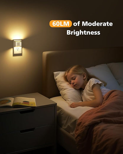 VOLISUN Night Lights Plug into Wall, 4 Pack Up and Down LED Night Light with Dusk to Dawn Light Sensor, 3000K Warm White Nightlight for Hallway, Bedroom, Bathroom, Kitchen White