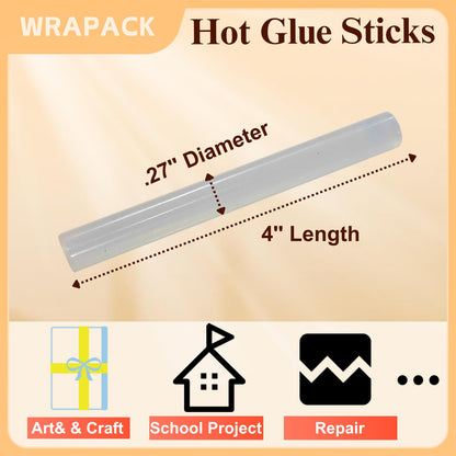 Hot Glue Sticks, Mini Glue Sticks for Glue Gun Low High Temp, Clear Small Glue Sticks Bulk for Crafts DIY and Repairs, 0.27'' x 4'', Pack of 50