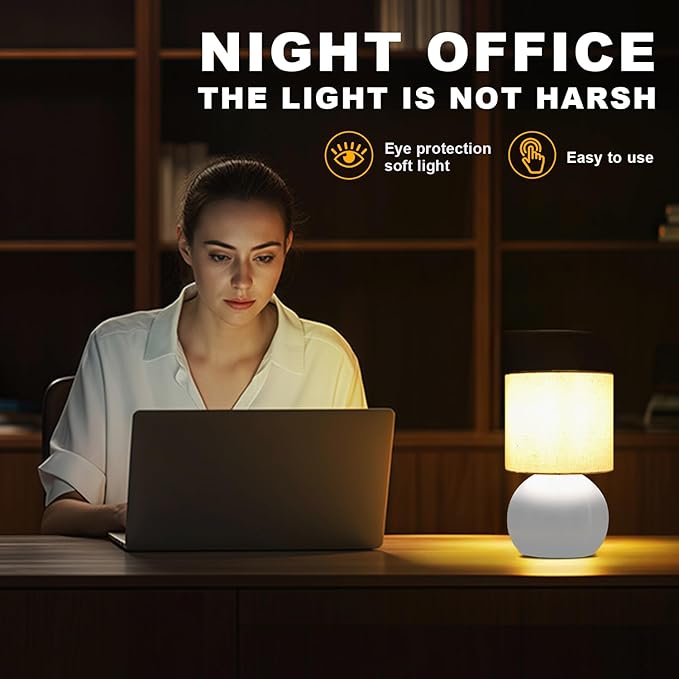 Small Table Lamp for Bedroom,Bedside Nightstand Lamp for Living Room,Minimalist Bedside Light lamp Set of 2, 10.4 Inch Desk Light for Bedroom, Living Room,Including Light Bulb（White）