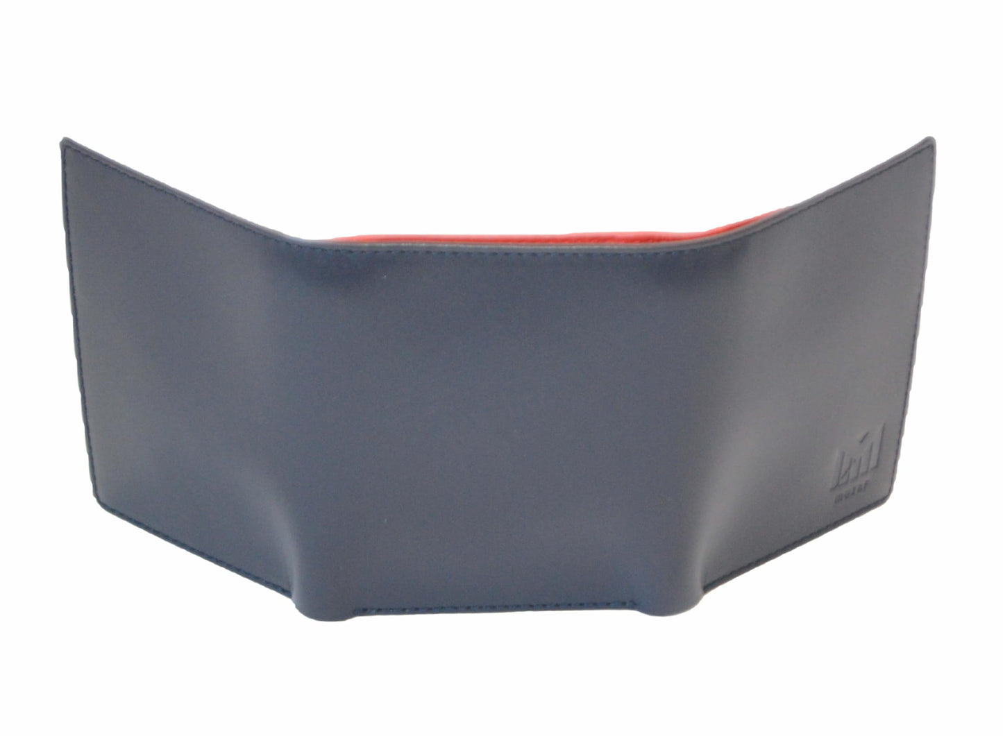 muzaf Trifold Premium Leather Wallet for Men with RFID Blocking (Navy Red)