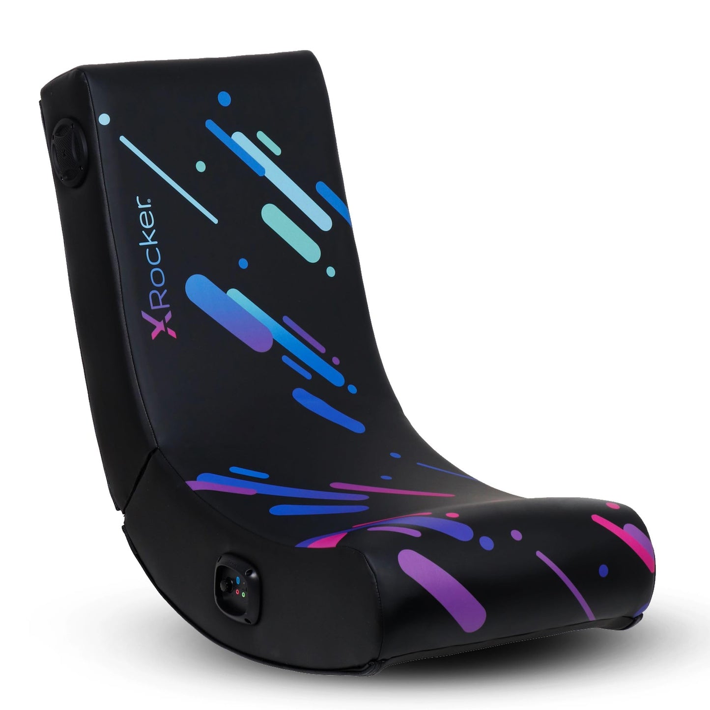 X Rocker Pixel Printed Video Gaming Floor Chair with Headrest Speakers, Wireless Bluetooth, Foldable, Vegan Leather, 300 lbs Max, Amazon Exclusive, Black
