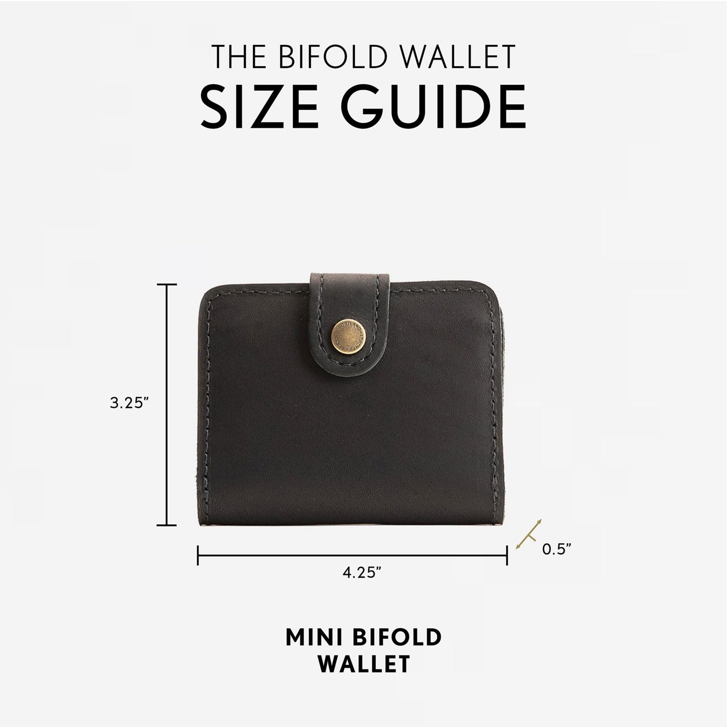 Portland Leather Goods Women's Mini Bifold Wallet – Slim, Palm-Sized Design with Secure Snap Closure, 2 Card Slots, 2 Cash Slots & Zippered Coin Pocket – Black