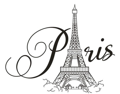 BooDecal Paris Eiffel Tower Wall Decals Lettering Quotes Wall Stickers Romance Decoration Living Room Bedroom 27 Inches x 22 Inches