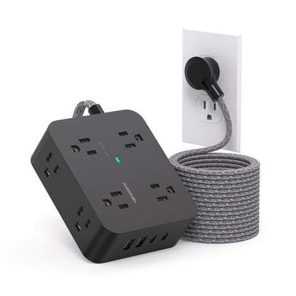 Surge Protector Power Strip 15 Ft Long Cord, HANYCONY Extension Cord 15 Feet with 8 Outlets 4 USB Ports(2 USB C), Flat Plug, Desk Charging Station for Home Office College Dorm Room Essentials