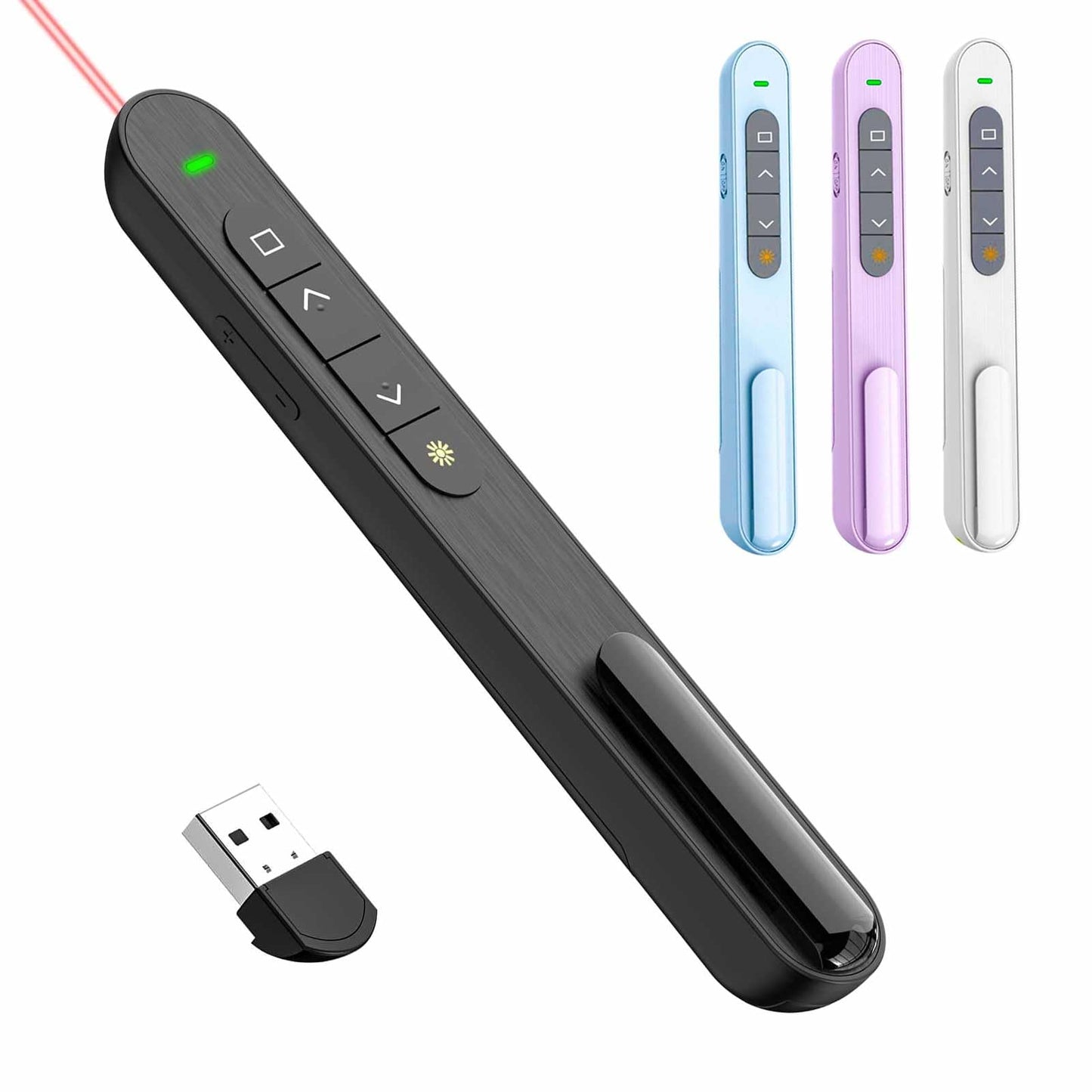 QUI Presentation Clicker for PowerPoint, RF 2.4GHz USB Wireless Presenter Remote with Volume Control, PowerPoint Clicker Slide Advancer for Mac, Windows, Laptop, Keynote