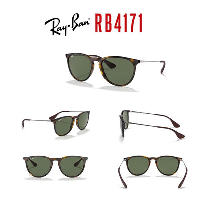 Ray-Ban RB4171 ERIKA 710/71 54MM Light Havana/Plastic Lens G-15 Green Round Sunglasses For Women +BUNDLE with ACCESSORY EYEWEAR KIT
