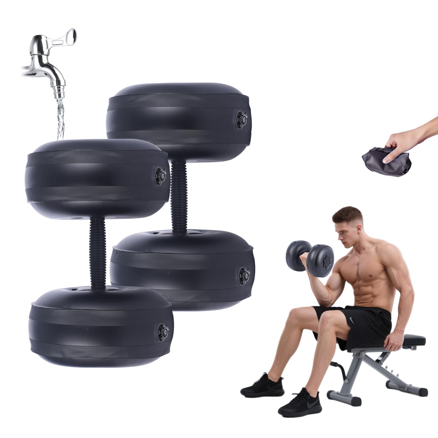 Water Filled Dumbbells Set - Water Filled Weights - Portable Travel Weights - Weights Adjustable Dumbbells - Portable Fitness Equipment - Strength Training - Fitness and Shaping