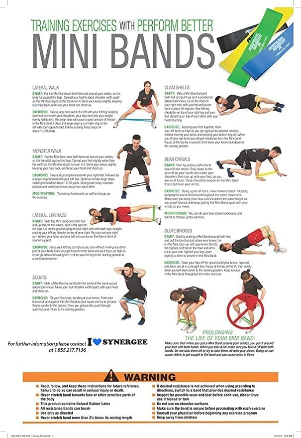 Perform Better Mini Exercise Bands 10 PCS Green Medium Resistance 9" x 2"