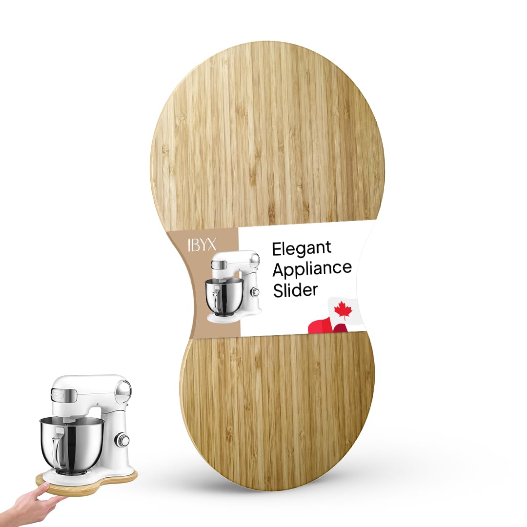 Ibyx Elegant Round Sliding Tray for Your Pressure Cooker, Air Fryer & Heavy Kitchen Appliances - Sturdy, Slides Easily from Under The Cabinet (Natural, 13”)