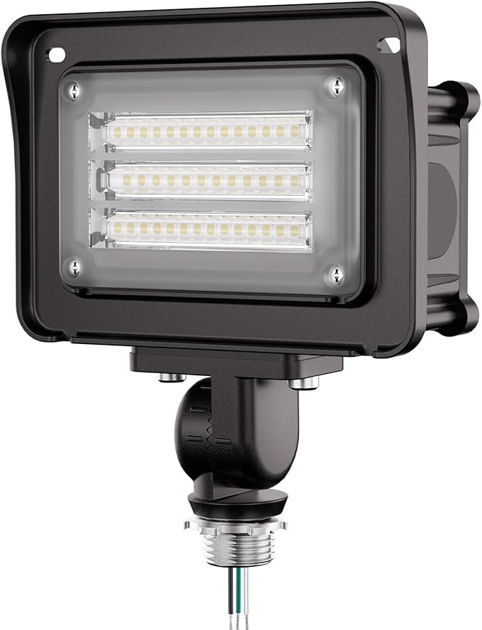 CINOTON 30W Dusk to Dawn LED Flood Light Outdoor, 4200LM IP65 Waterproof Security Wall Lighting Fixture with 180°Knuckle for Barn Yard Factory 5000K Daylight AC100-277V 1 Pack