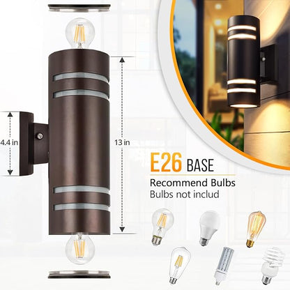 wowlite Dusk to Dawn Outdoor Lighting 2 Pack, Modern Outdoor Wall Lights Exterior ETL Listed, Oil Rubbed Bronze Cylinder Outdoor Sconce Lights, Waterproof Outside Lights for House Porch Garage