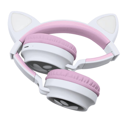 LEXiBOOK - 2-in-1 Wireless Rechargeable Headphones with Lights - Stereo Sound, Wireless Wired, Foldable, Adjustable, LED Lights - HPBTKT