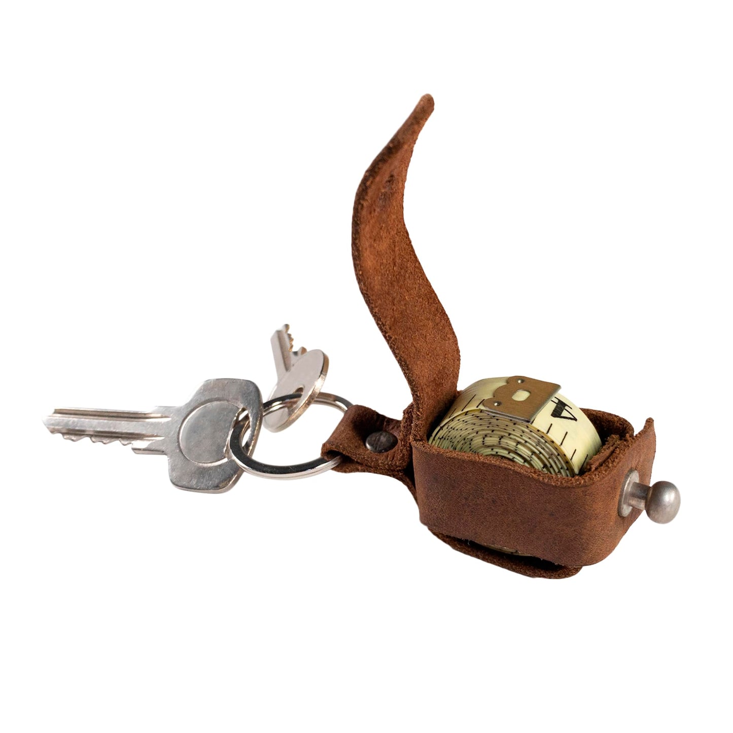 Hide & Drink, Leather Measuring Tape Holder Keychain, Key Ring Organizer, Tailor Accessories, Handmade Includes 101 Year Warranty :: Bourbon Brown