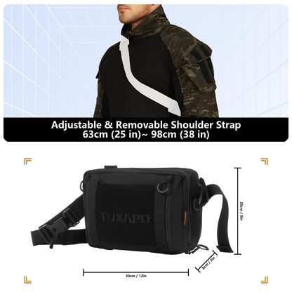 Tuxapo Tactical Shoulder Bag - Small Military Tactical Sling Backpack, Nylon EDC Bag for Hiking, Travel, & Everyday Use (Black)
